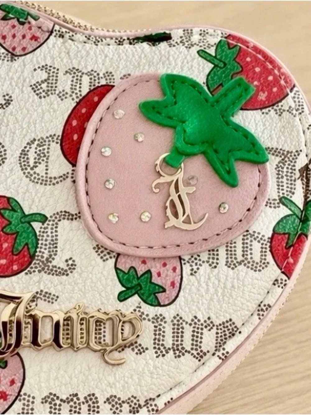 Juicy Couture Freshly Picked Strawberry Satchel W/ Heart Coin Wallet Purse NWT